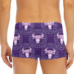 Purple Taurus Zodiac Pattern Print Men's Short Boxer Briefs