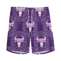 Purple Taurus Zodiac Pattern Print Men's Athletic Shorts