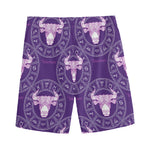 Purple Taurus Zodiac Pattern Print Men's Sports Shorts