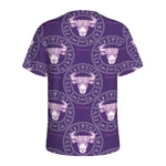 Purple Taurus Zodiac Pattern Print Men's Sports T-Shirt