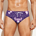 Purple Taurus Zodiac Pattern Print Men's Swim Briefs