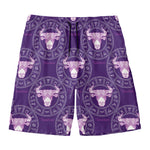 Purple Taurus Zodiac Pattern Print Men's Swim Trunks