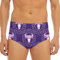 Purple Taurus Zodiac Pattern Print Men's Triangle Swim Briefs