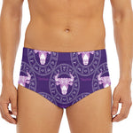 Purple Taurus Zodiac Pattern Print Men's Triangle Swim Briefs