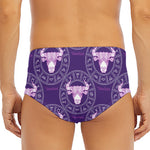 Purple Taurus Zodiac Pattern Print Men's Triangle Swim Briefs