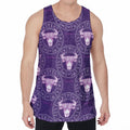 Purple Taurus Zodiac Pattern Print Men's Velvet Tank Top