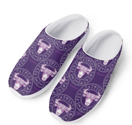 Purple Taurus Zodiac Pattern Print Mesh Casual Shoes