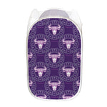Purple Taurus Zodiac Pattern Print Mesh Laundry Hamper
