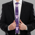 Purple Taurus Zodiac Pattern Print Necktie