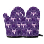 Purple Taurus Zodiac Pattern Print Oven Mitts