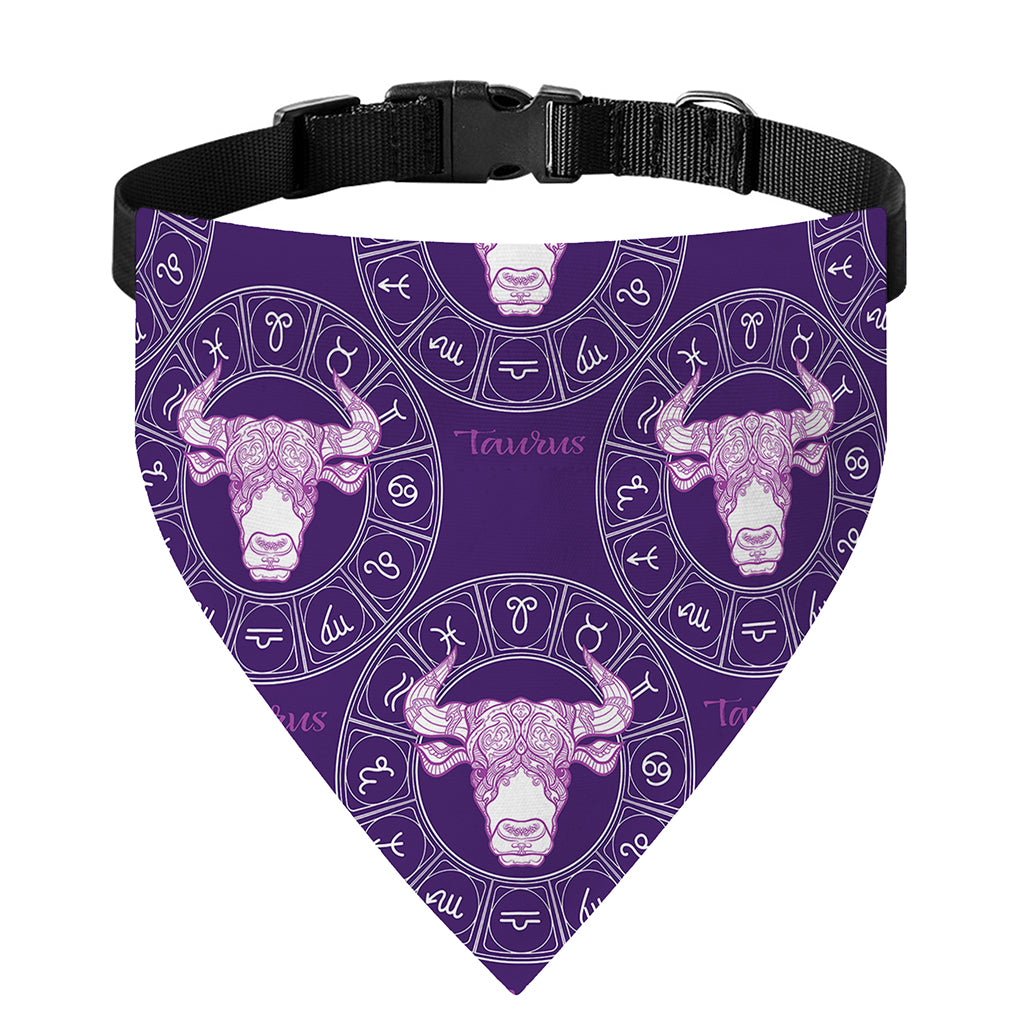 Purple Taurus Zodiac Pattern Print Over The Collar Dog Bandana
