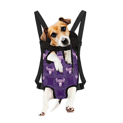 Purple Taurus Zodiac Pattern Print Pet Carrier Backpack