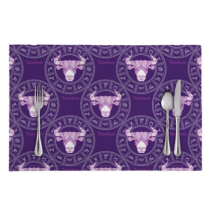 Purple Taurus Zodiac Pattern Print Placemat
