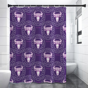 Purple Taurus Zodiac Pattern Print Premium Shower Curtain