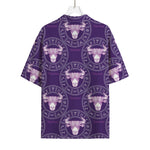 Purple Taurus Zodiac Pattern Print Rayon Hawaiian Shirt