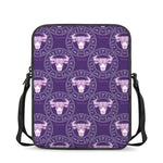 Purple Taurus Zodiac Pattern Print Rectangular Crossbody Bag