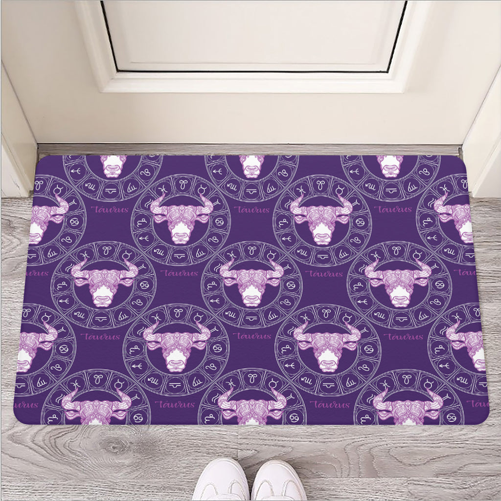 Purple Taurus Zodiac Pattern Print Rubber Doormat