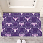 Purple Taurus Zodiac Pattern Print Rubber Doormat