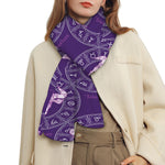 Purple Taurus Zodiac Pattern Print Scarf