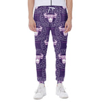Purple Taurus Zodiac Pattern Print Scuba Joggers