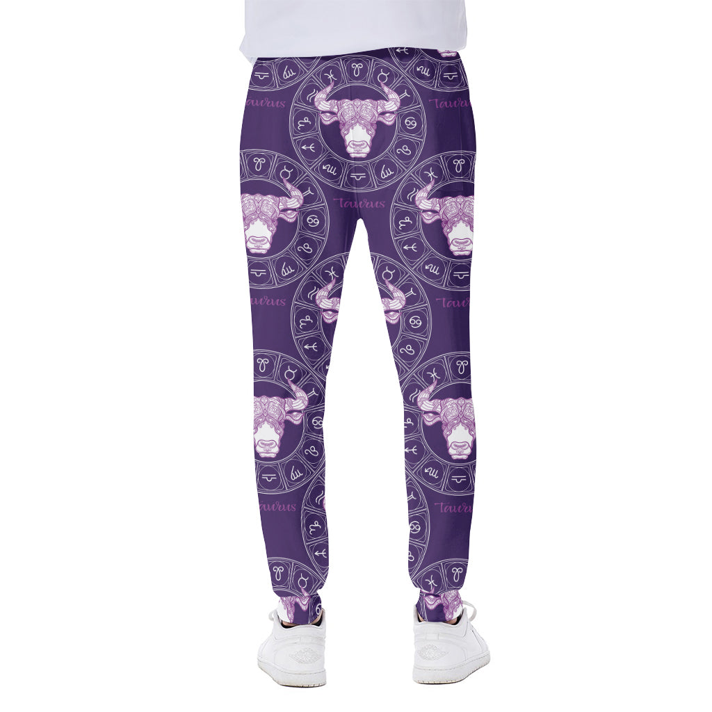 Purple Taurus Zodiac Pattern Print Scuba Joggers