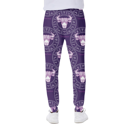 Purple Taurus Zodiac Pattern Print Scuba Joggers