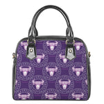 Purple Taurus Zodiac Pattern Print Shoulder Handbag