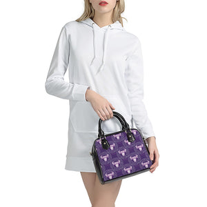 Purple Taurus Zodiac Pattern Print Shoulder Handbag