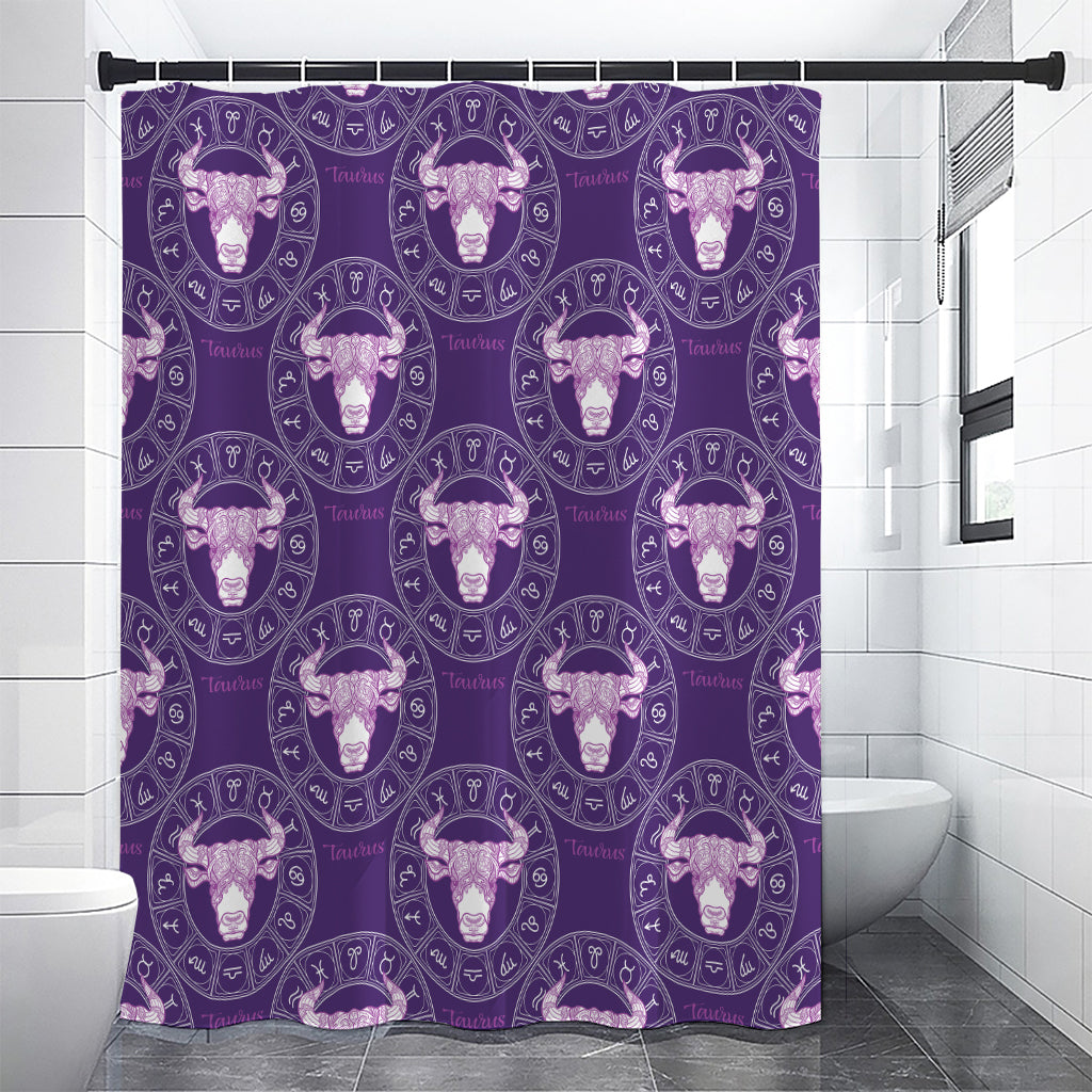 Purple Taurus Zodiac Pattern Print Shower Curtain