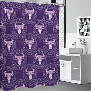 Purple Taurus Zodiac Pattern Print Shower Curtain