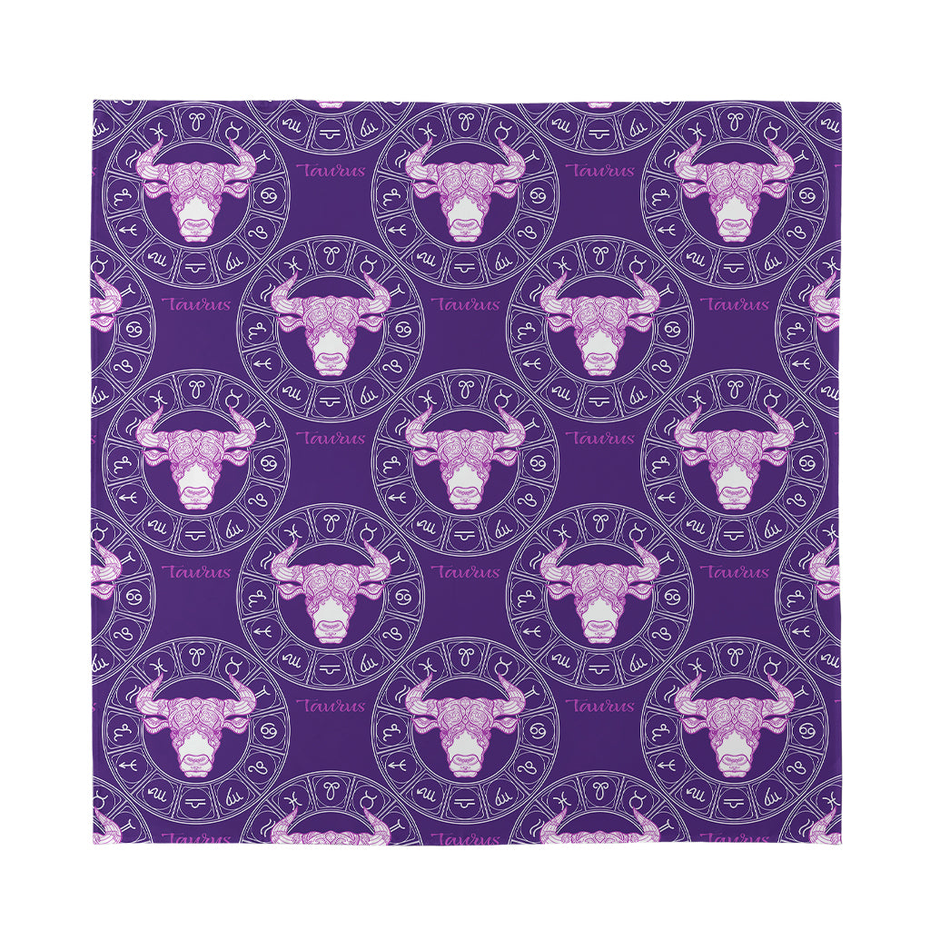 Purple Taurus Zodiac Pattern Print Silk Bandana