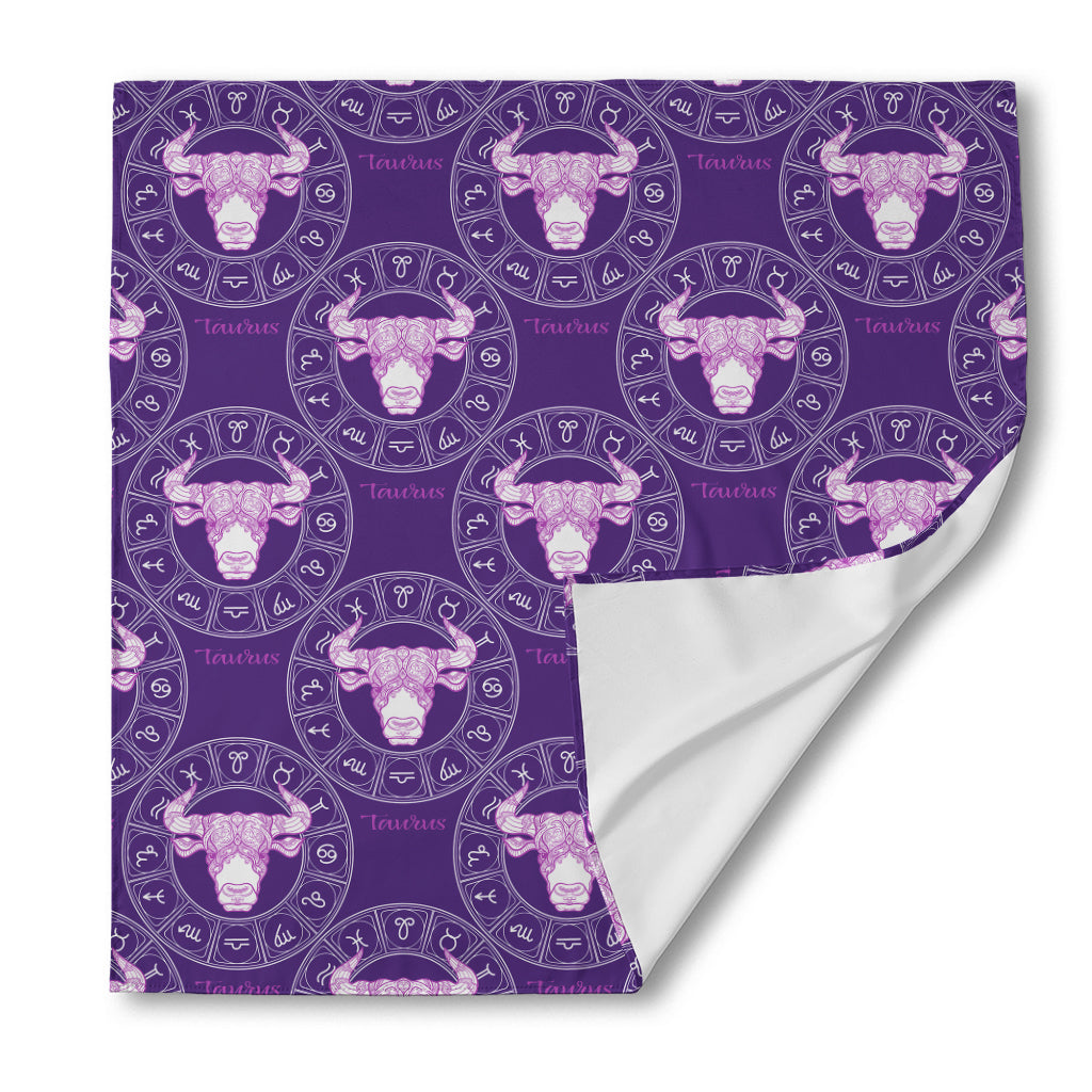 Purple Taurus Zodiac Pattern Print Silk Bandana