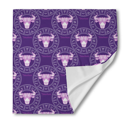 Purple Taurus Zodiac Pattern Print Silk Bandana