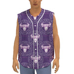 Purple Taurus Zodiac Pattern Print Sleeveless Baseball Jersey