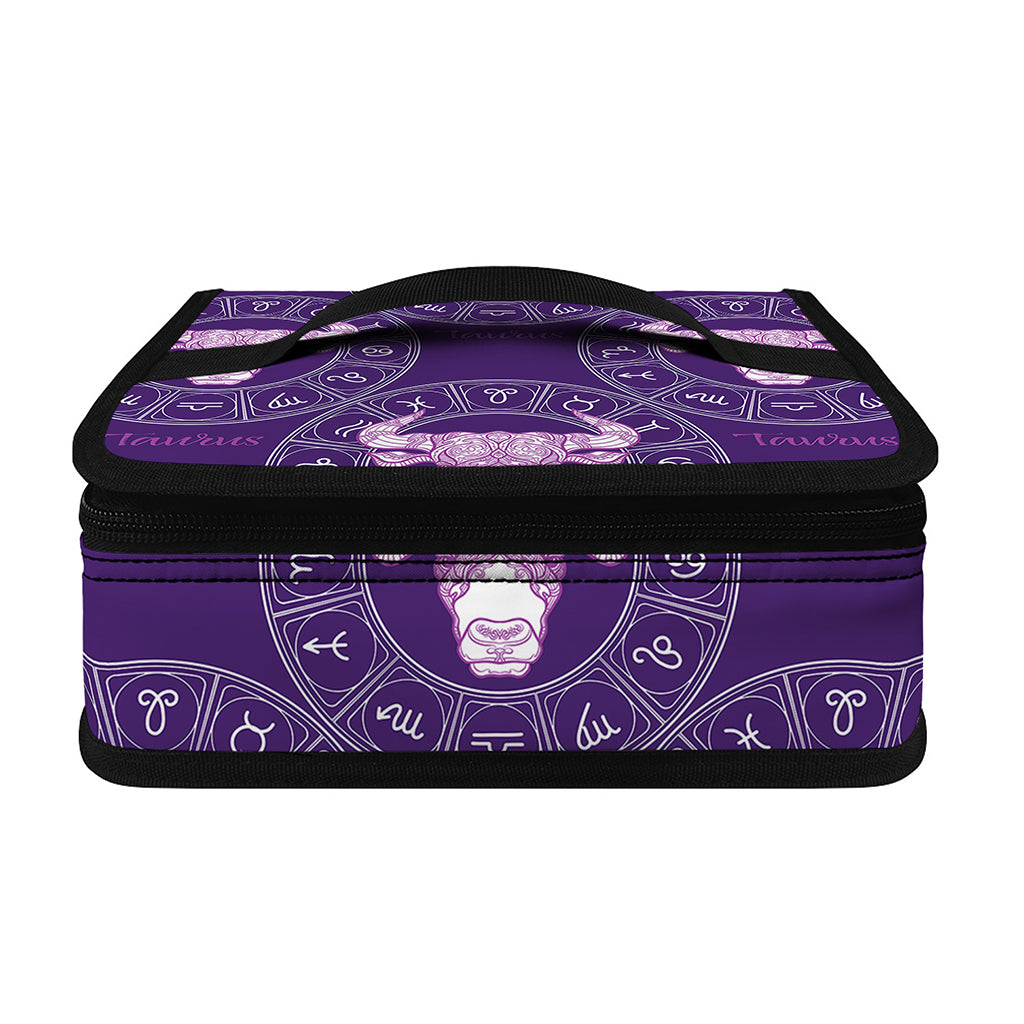 Purple Taurus Zodiac Pattern Print Small Lunch Bag