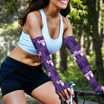 Purple Taurus Zodiac Pattern Print Sun Protection Arm Sleeves