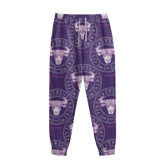 Purple Taurus Zodiac Pattern Print Sweatpants