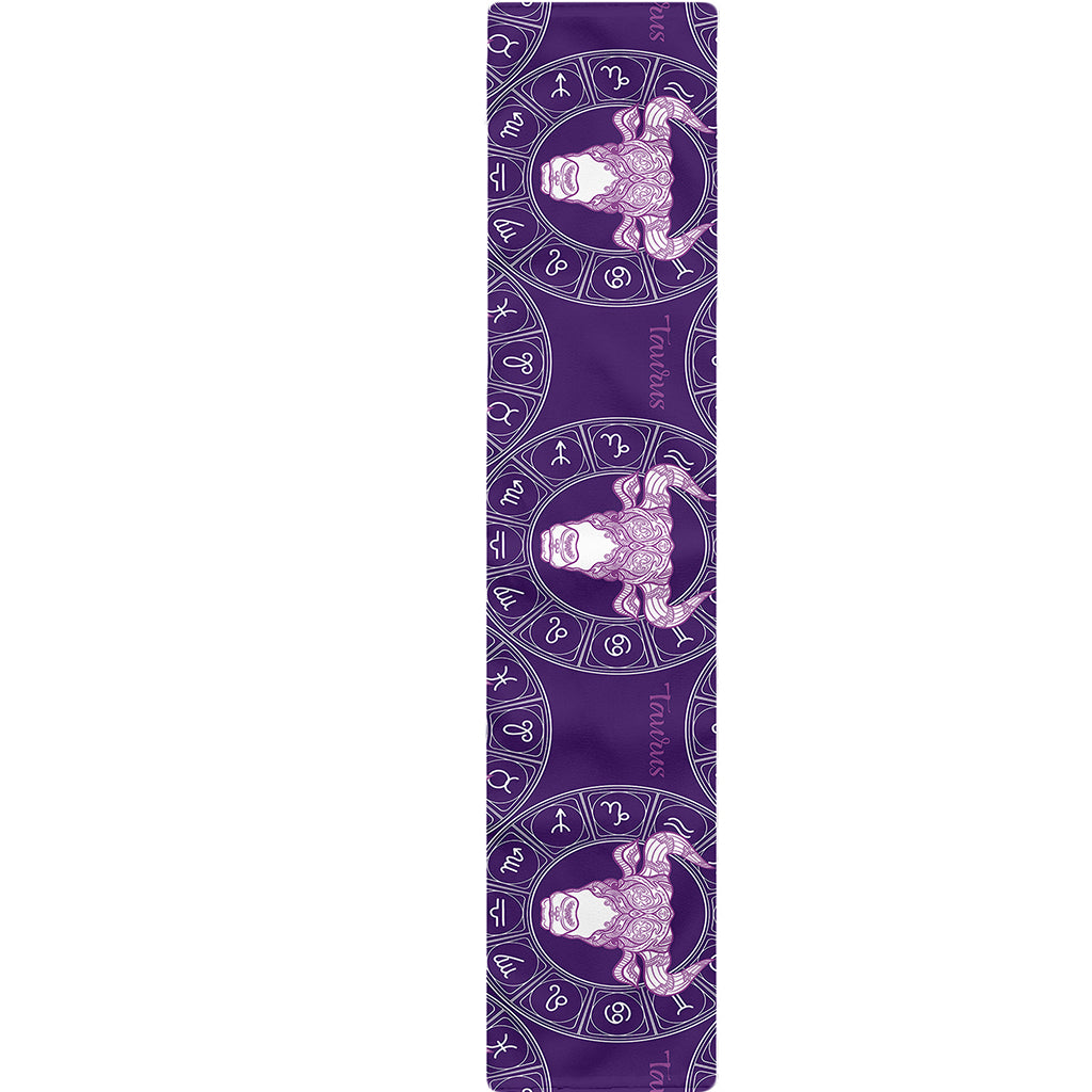 Purple Taurus Zodiac Pattern Print Table Runner