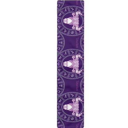 Purple Taurus Zodiac Pattern Print Table Runner