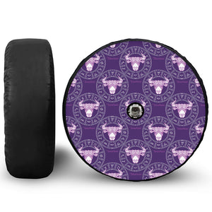 Purple Taurus Zodiac Pattern Print Tire Cover With Camera Hole