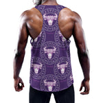 Purple Taurus Zodiac Pattern Print Training Tank Top