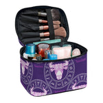 Purple Taurus Zodiac Pattern Print Travel Makeup Bag