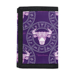 Purple Taurus Zodiac Pattern Print Trifold Wallet