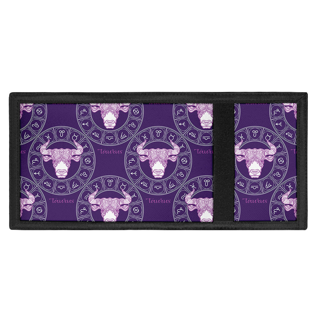 Purple Taurus Zodiac Pattern Print Trifold Wallet