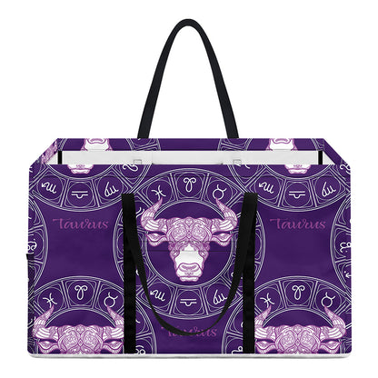 Purple Taurus Zodiac Pattern Print Utility Tote Bag