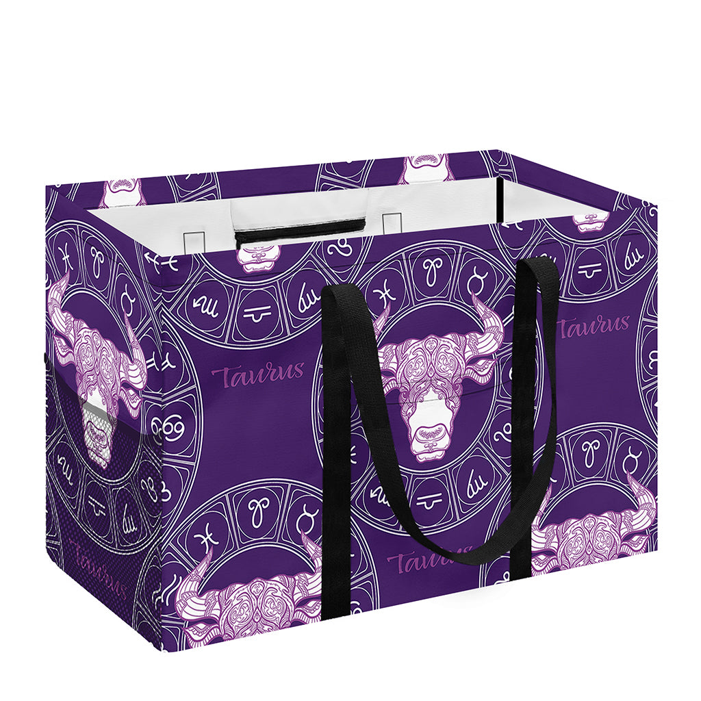 Purple Taurus Zodiac Pattern Print Utility Tote Bag