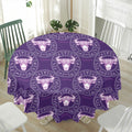 Purple Taurus Zodiac Pattern Print Waterproof Round Tablecloth