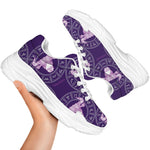 Purple Taurus Zodiac Pattern Print White Chunky Shoes