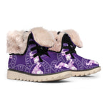Purple Taurus Zodiac Pattern Print Winter Boots