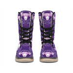 Purple Taurus Zodiac Pattern Print Winter Boots